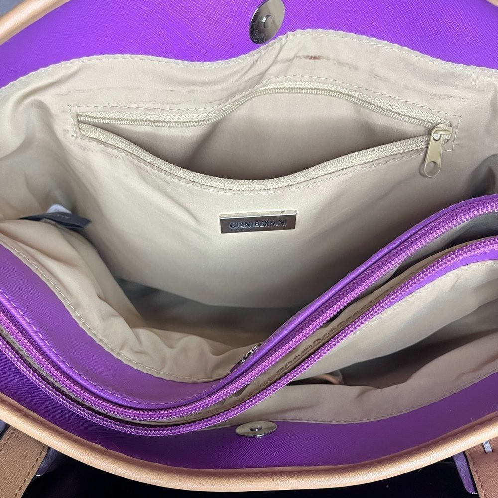 Giani Bernini Saffiano Bright Purple Tote Bag Leather Purse Medium Sized​​​ - Picture 13 of 15